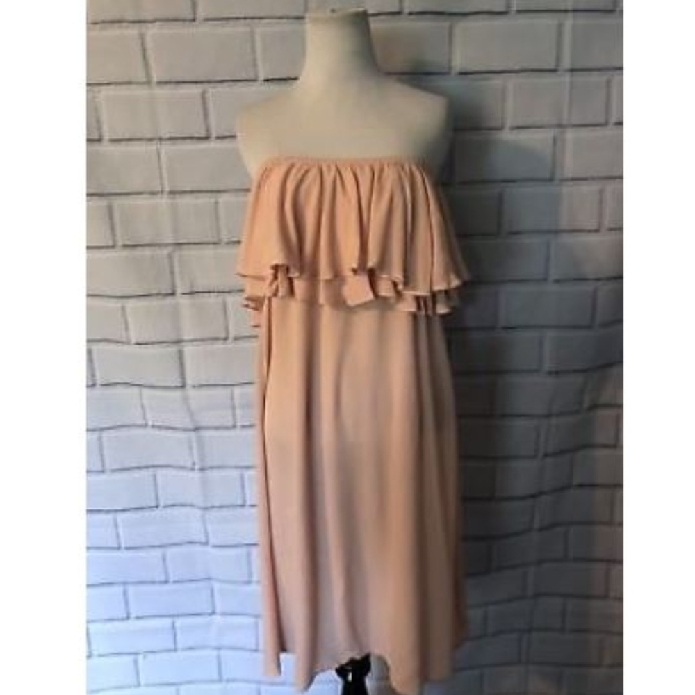 One Hart Off the Shoulder Dress Light Pink Ruffle